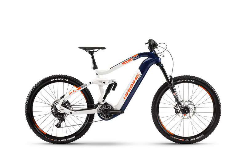 haibike full-suspension e-mtb nduro 5.0 wit blauw